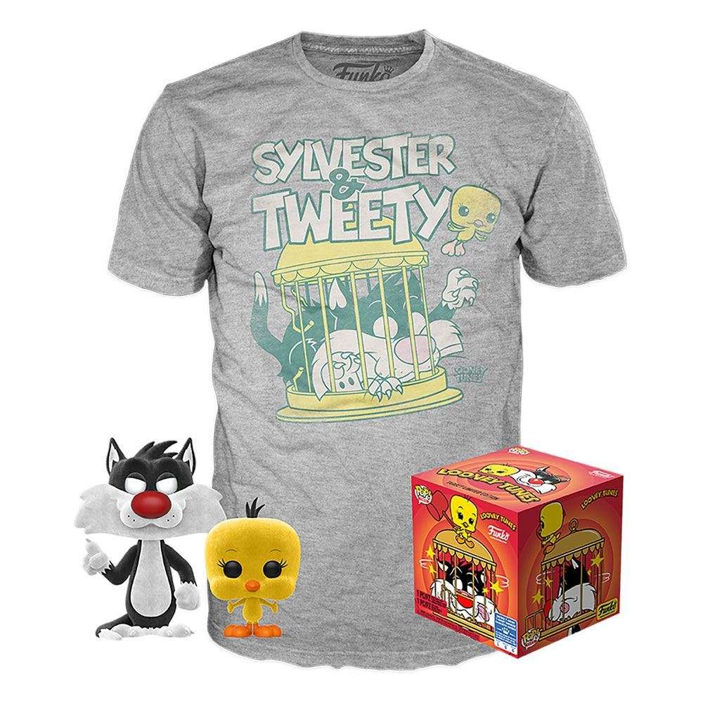 Funko pop looney tunes silvestre & piolin version terciopelo 50755 + camiseta talla s