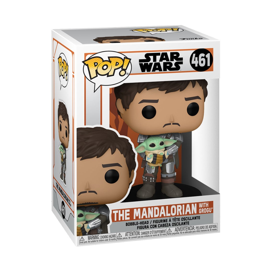 Funko pop star wars the mandalorian mando sujetando baby yoda niño 54525