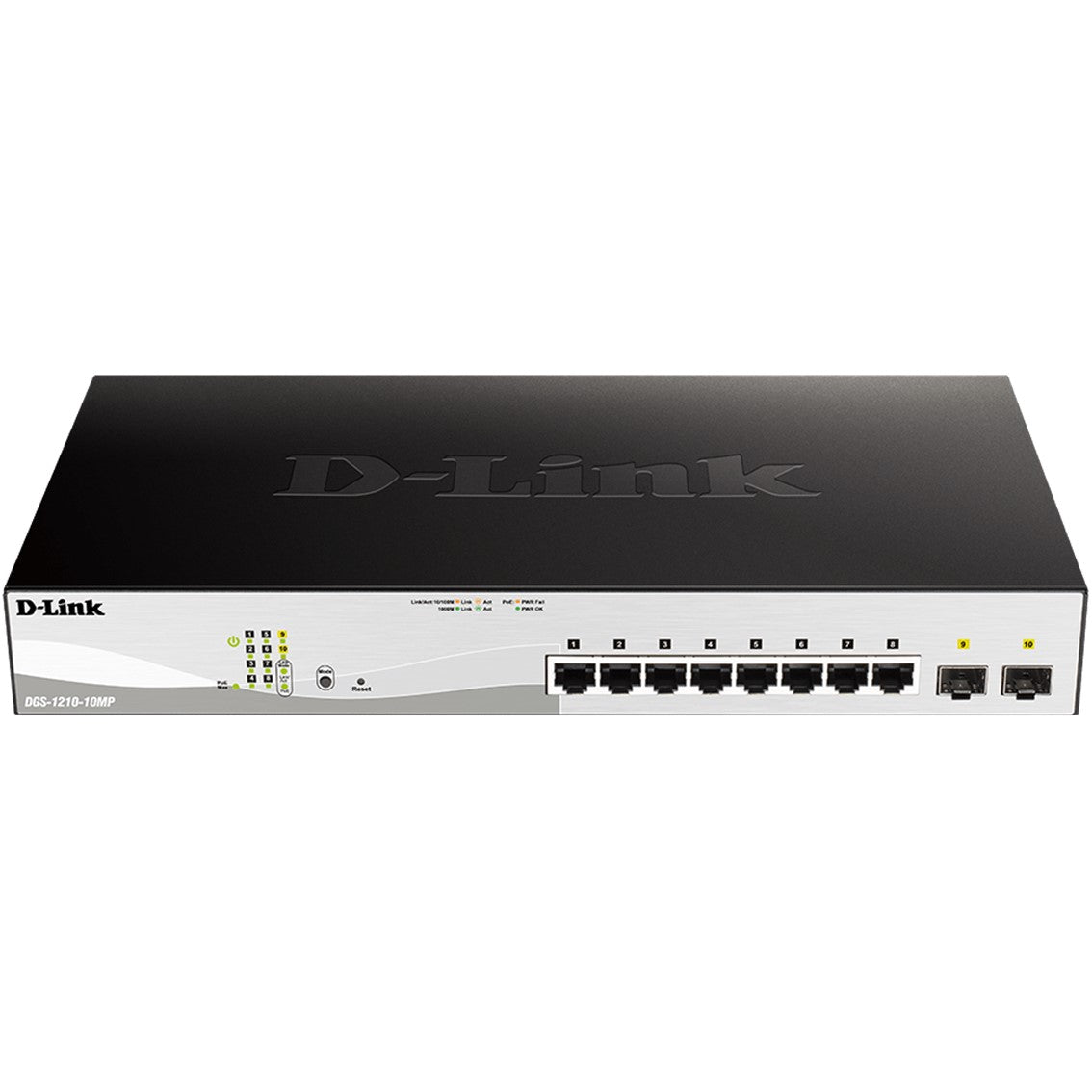 Switch d - link 10 puertos gestionable 8 gigabit ethernet 10 - 100 - 100 poe 2 sfp