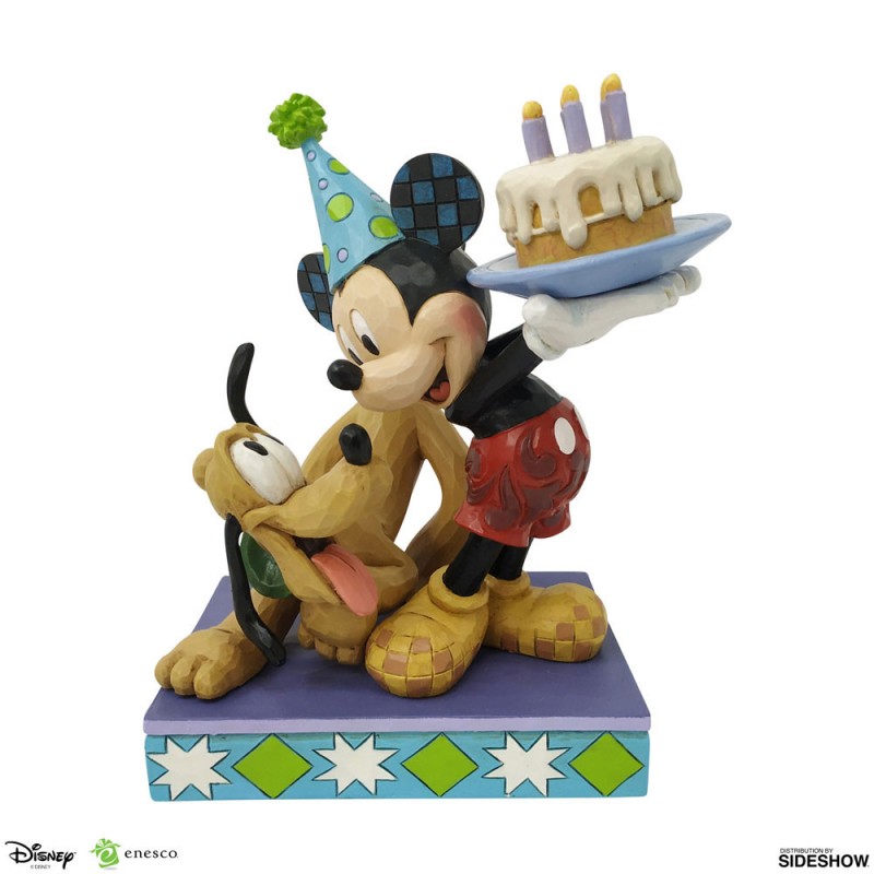 Figura enesco disney mickey y pluto de cumpleaños