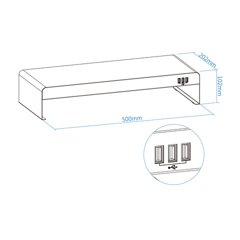 Elevador soporte de monitor tooq metalico negro con usb