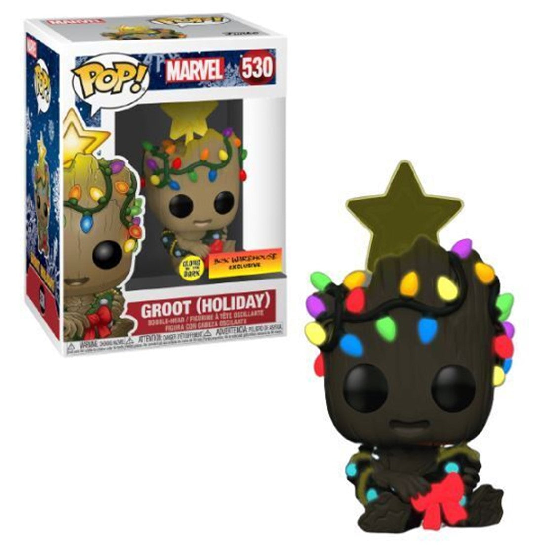 Funko pop marvel guardianes de la galaxia groot navideño glow in the dark brillo en la oscuridad exclusivo 51270