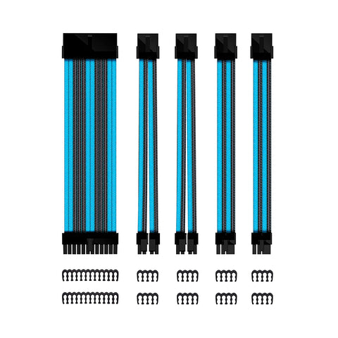 Kit de extension phoenix cables fuente de alimentacion 30cm 24 pines - 4 + 4 pines - 6 + 2 pines negro y azul