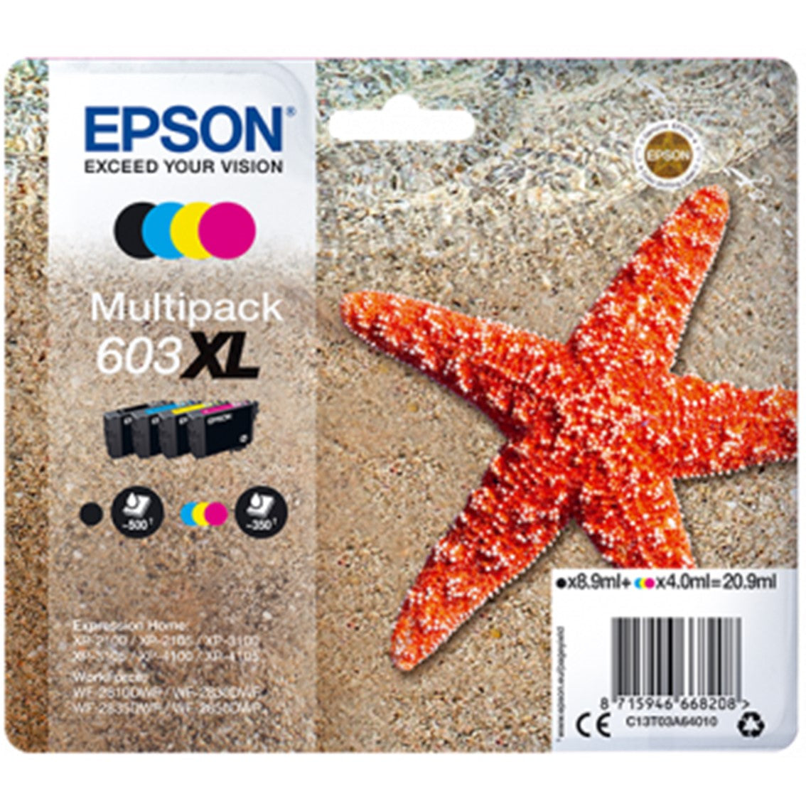 Multipack cartucho tinta epson 603xl c13t03a64010 negro -  cian -  amarillo -  magenta -  estrella de mar