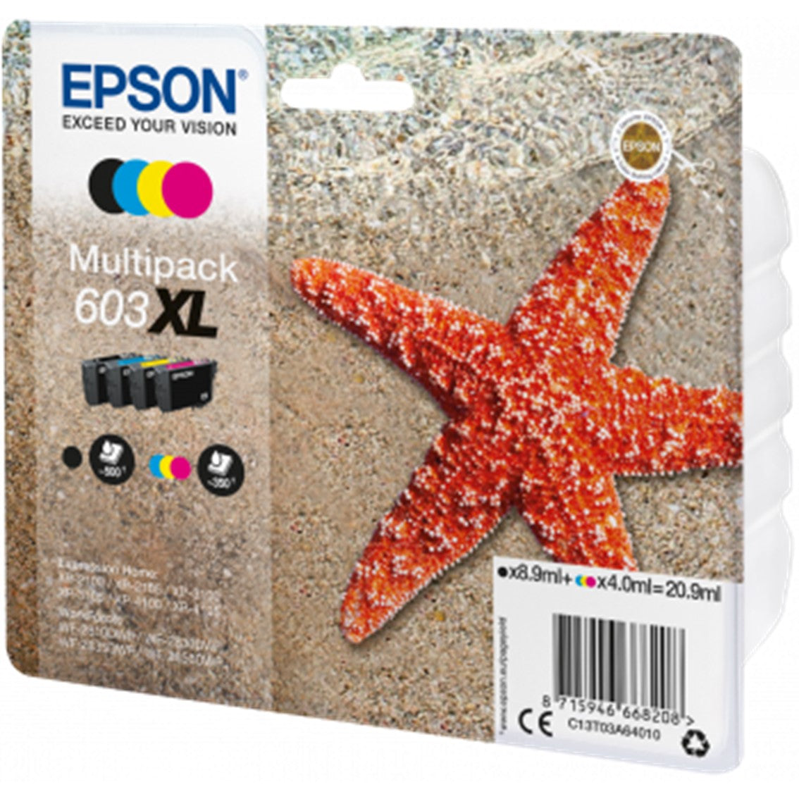 Multipack cartucho tinta epson 603xl c13t03a64010 negro -  cian -  amarillo -  magenta -  estrella de mar