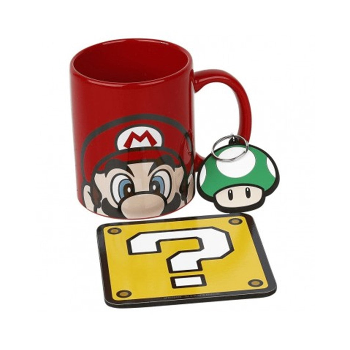 Set taza posavasos y llavero pyramid super mario
