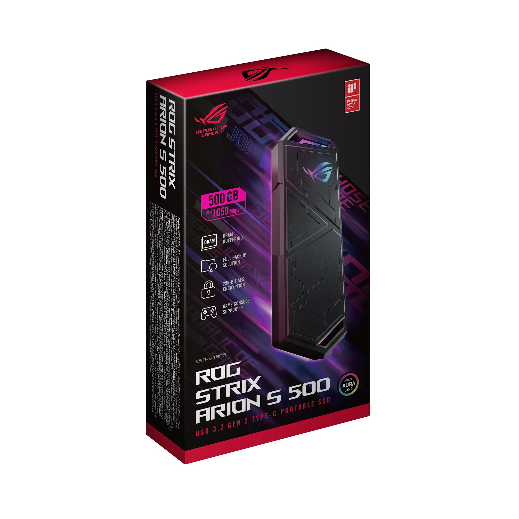 Disco duro externo ssd asus rog strix arion 500gb usc 3.2 gen 2x1