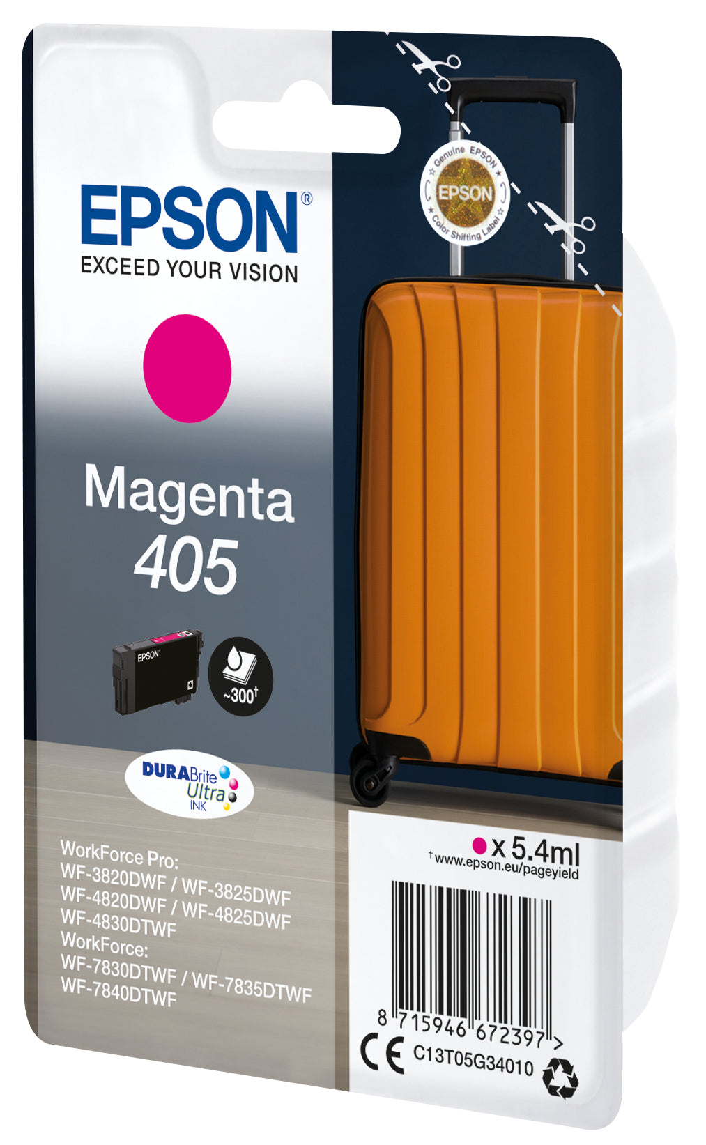 Cartucho tinta epson c13t05g34010 singlepack magenta 405 durabrite ultra ink