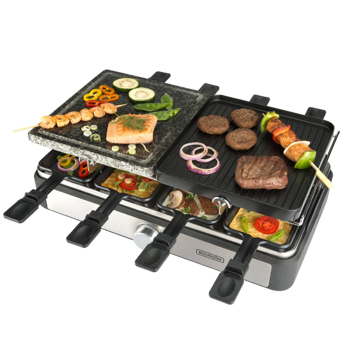 Plancha de asar bourgini gourmette raclette grill 1300w plus 8 personas