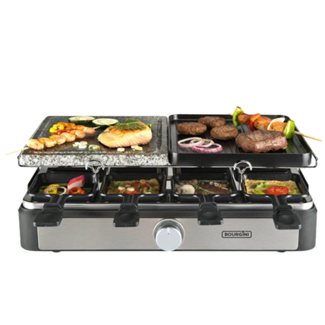 Plancha de asar bourgini gourmette raclette grill 1300w plus 8 personas