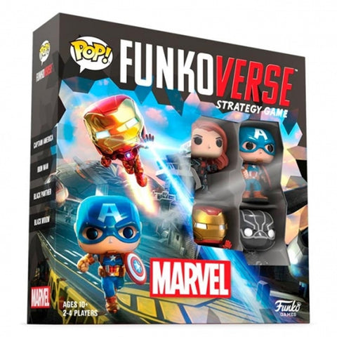 Juego de mesa funkoverse marvel edicion 100 capitan america iron man viuda negra & pantera negra 57518