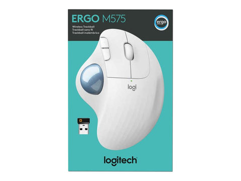 Mouse raton logitech ergo m575 bluetooth & wireless blanco