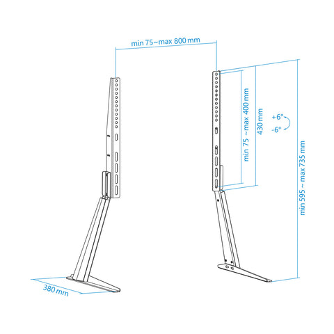 Soporte de mesa tooq para pantallas 32pulgadas - 70pulgadas