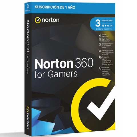 Antivirus norton 360 for gamers 50gb español 1 usuario 3 dispositivos 1 año in box