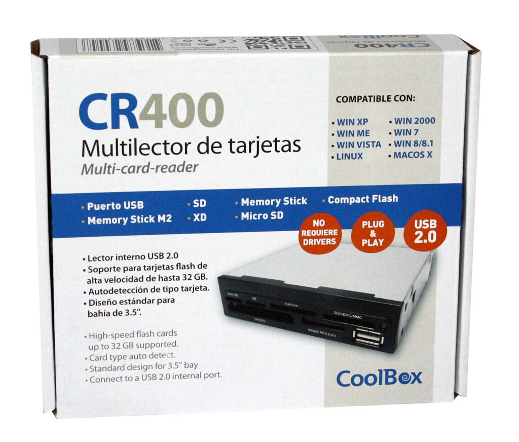 Lector tarjetas memoria y usb coolbox cr400 3.5'' interno