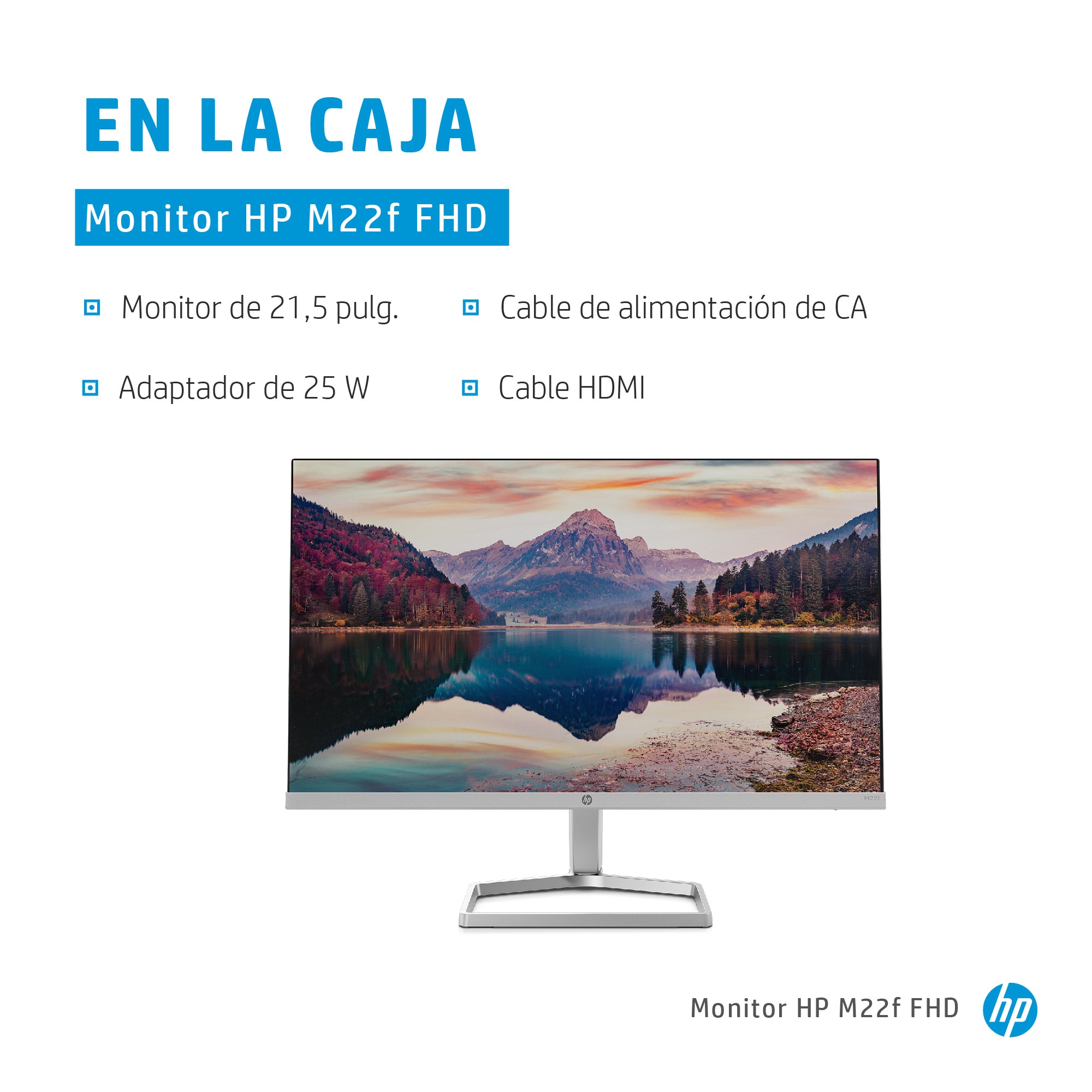 Monitor hp m22f 21.5pulgadas fhd 5ms vga -  hdmi -  1920x1080 -  cable hdmi incluido