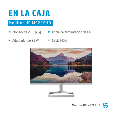 Monitor hp m22f 21.5pulgadas fhd 5ms vga -  hdmi -  1920x1080 -  cable hdmi incluido