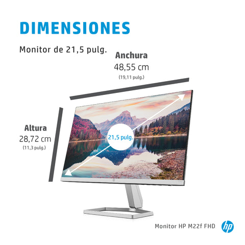 Monitor hp m22f 21.5pulgadas fhd 5ms vga -  hdmi -  1920x1080 -  cable hdmi incluido