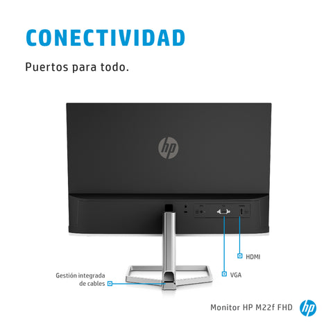 Monitor hp m22f 21.5pulgadas fhd 5ms vga -  hdmi -  1920x1080 -  cable hdmi incluido