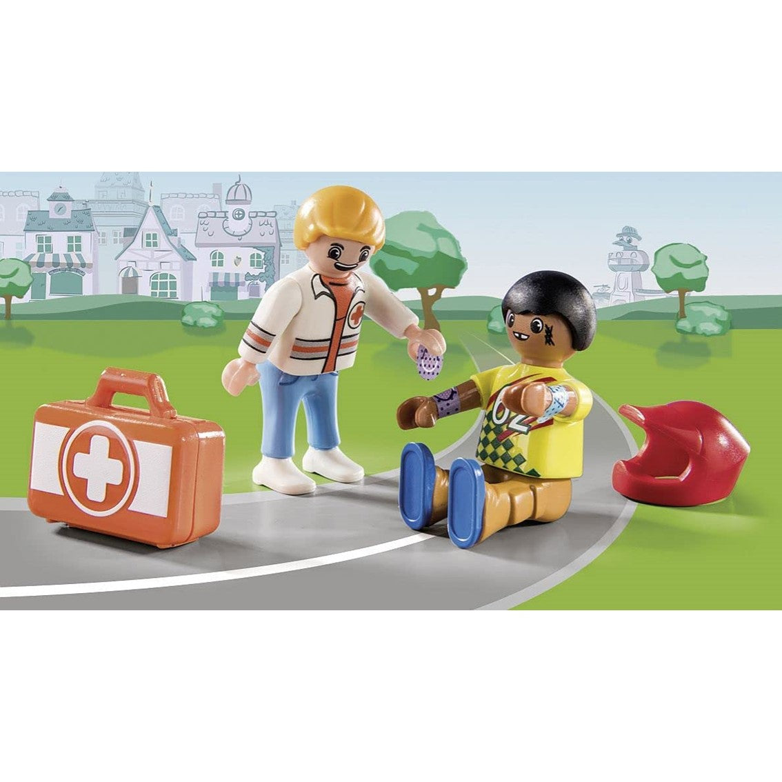 Playmobil  duck on call accion ambulancia ayuda al piloto de carreras