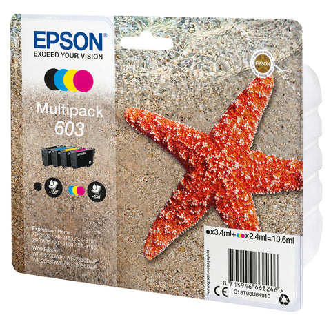 Multipack cartucho tinta epson 603 c13t03u64010 negro -  cian -  amarillo -  magenta -  estrella de mar