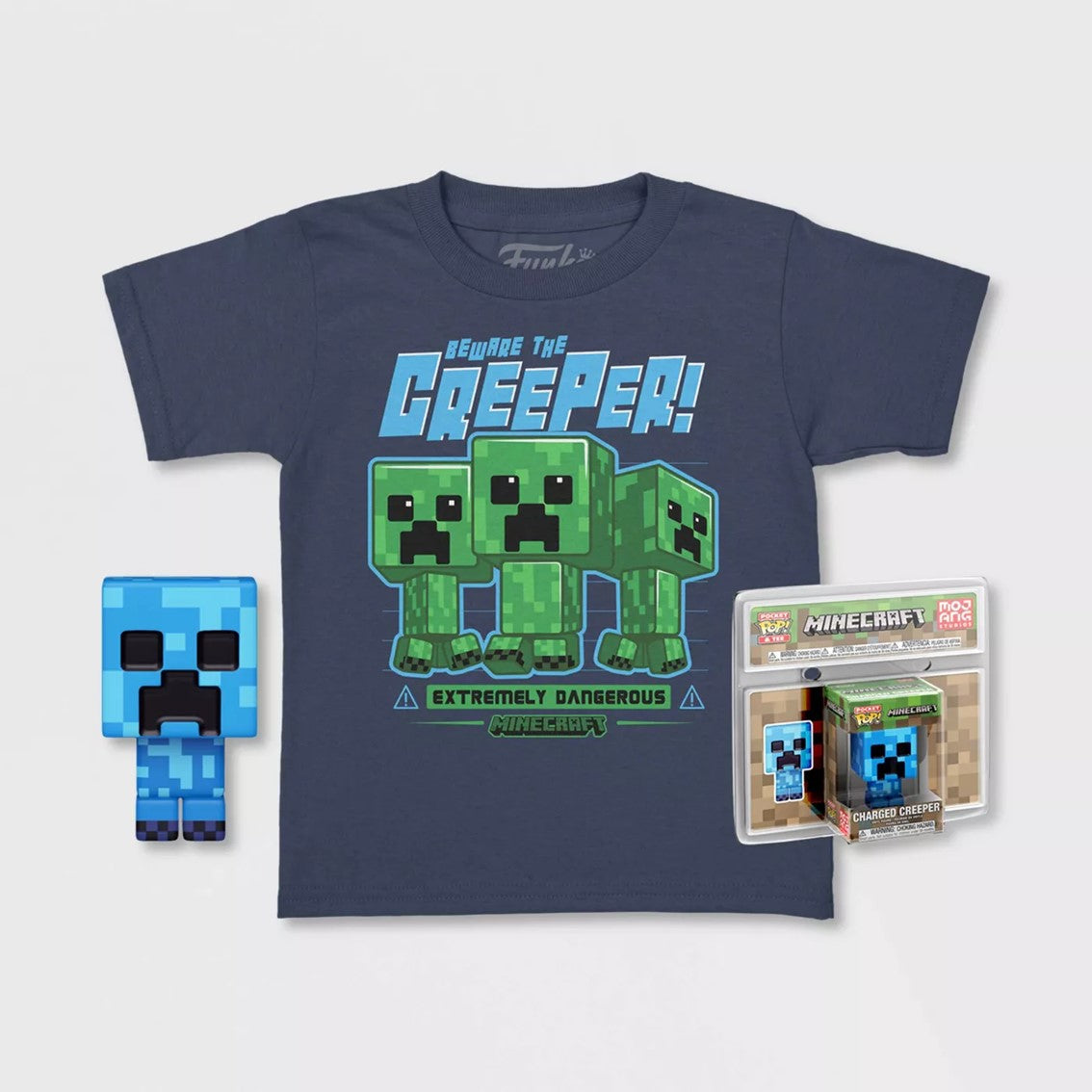 Pop & tee minecraft charged creeper funko + camiseta talla m