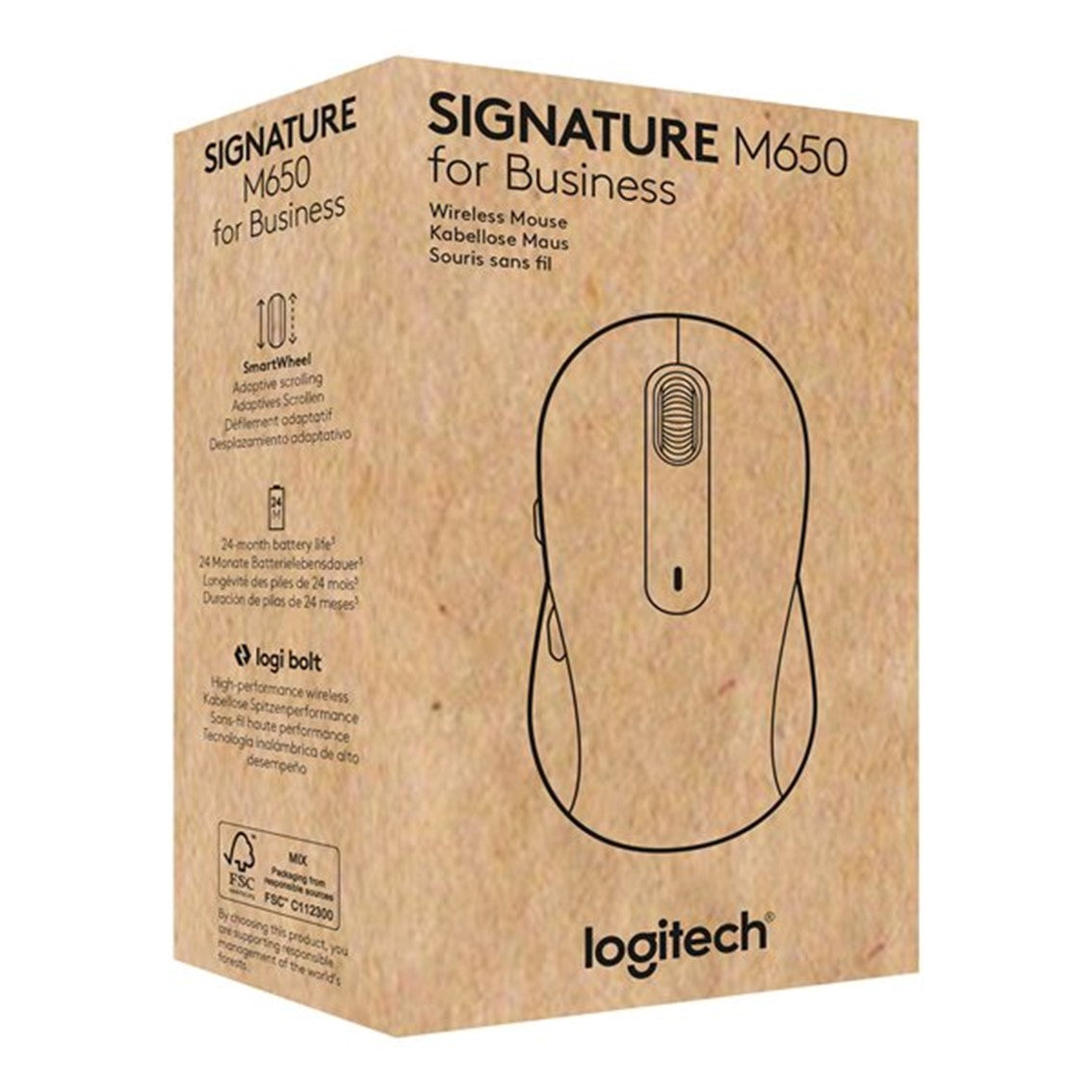 Mouse raton logitech m650 for business mediano wireless inalambrico blanco crudo