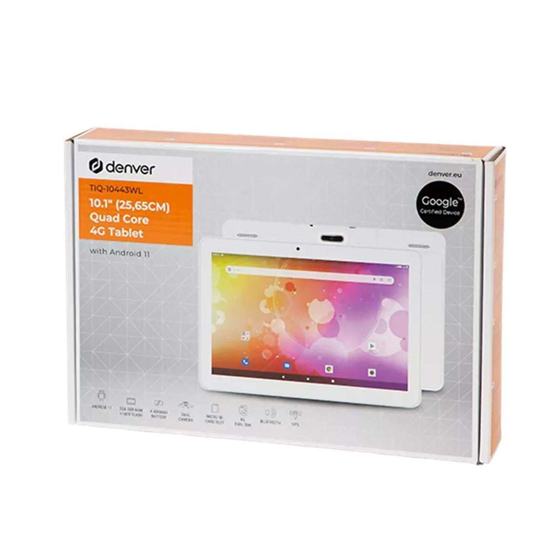 Tablet denver 10.1pulgadas tiq - 10443wl - 16gb rom - 2gb ram - 4g - wifi - bluetooth - android 11 - blanca