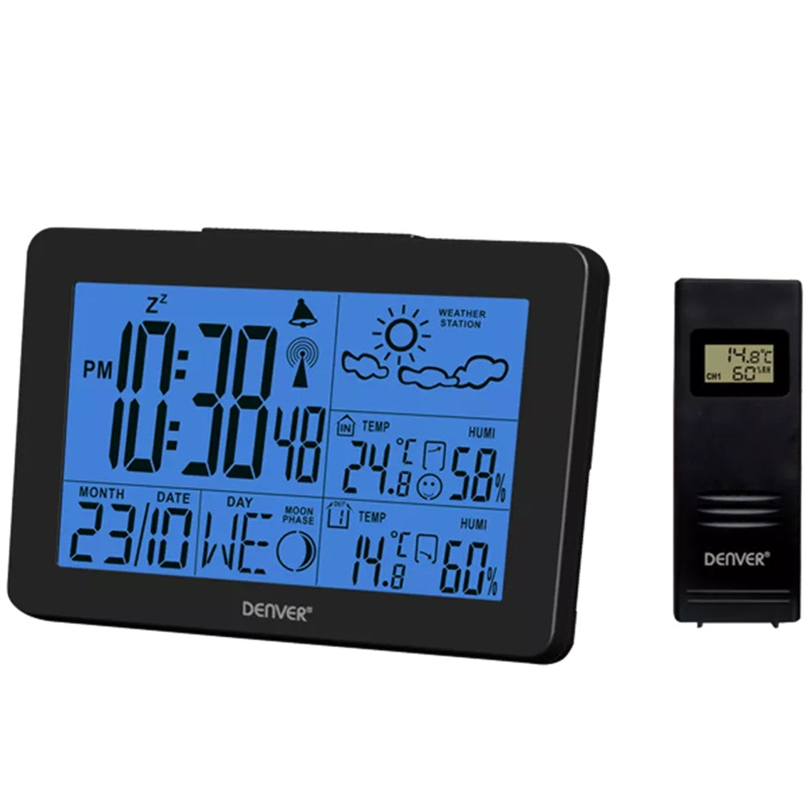 Estacion meteorologica denver ws - 530black con radio despertador negro