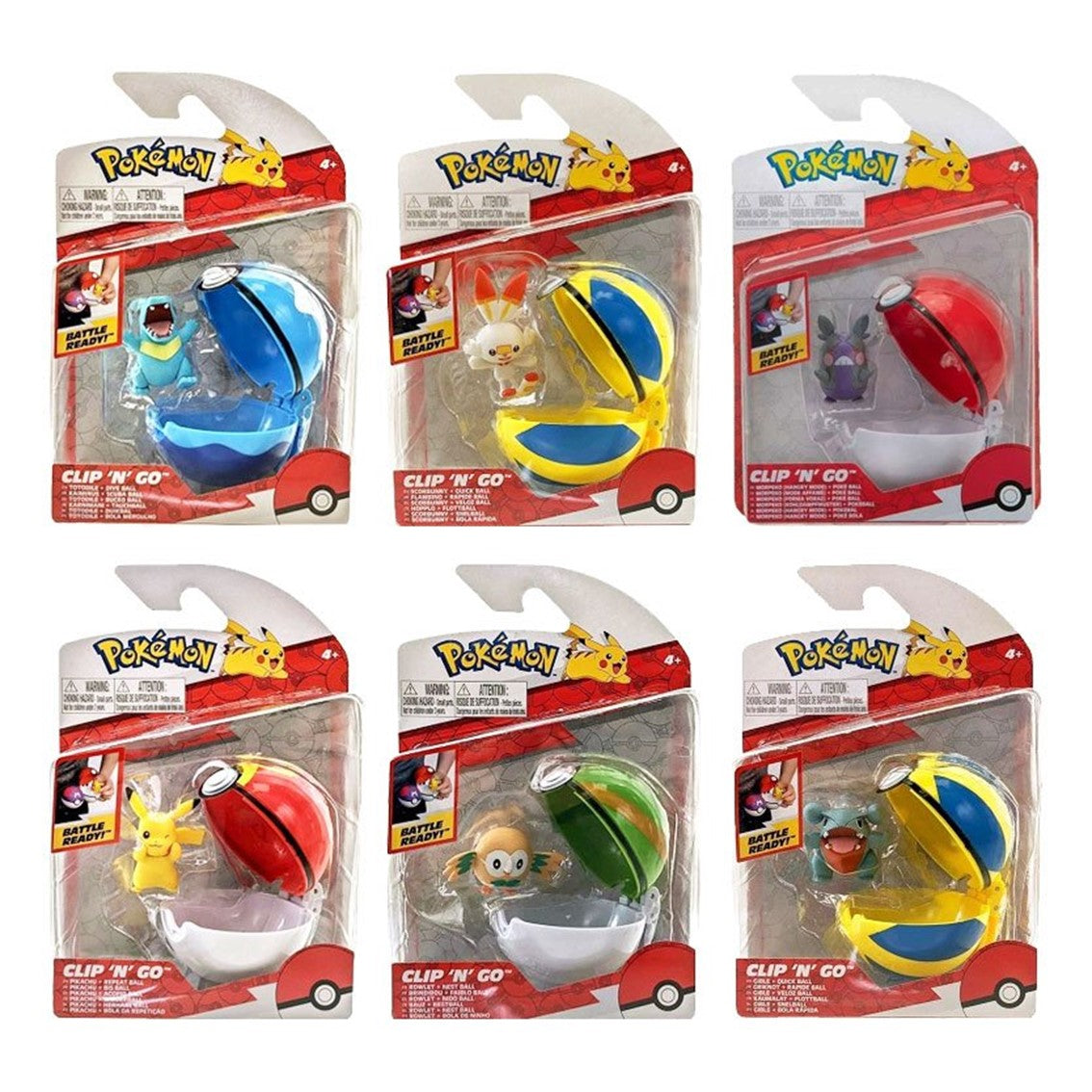 Pokeball pokemon clip 'n' go wave surtido de 6