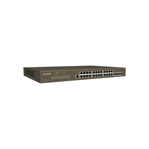 Switch 29 puertos tenda teg5328f 24 puertos gigabit ethetnet 4 puertos sfp 1 puerto consola gestionable l3
