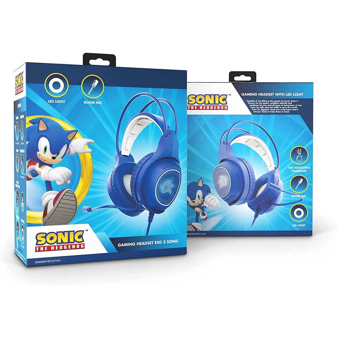 Auriculares gaming energy sistem esg 2 sonic led light boom mic control de volumen diadema ajustable