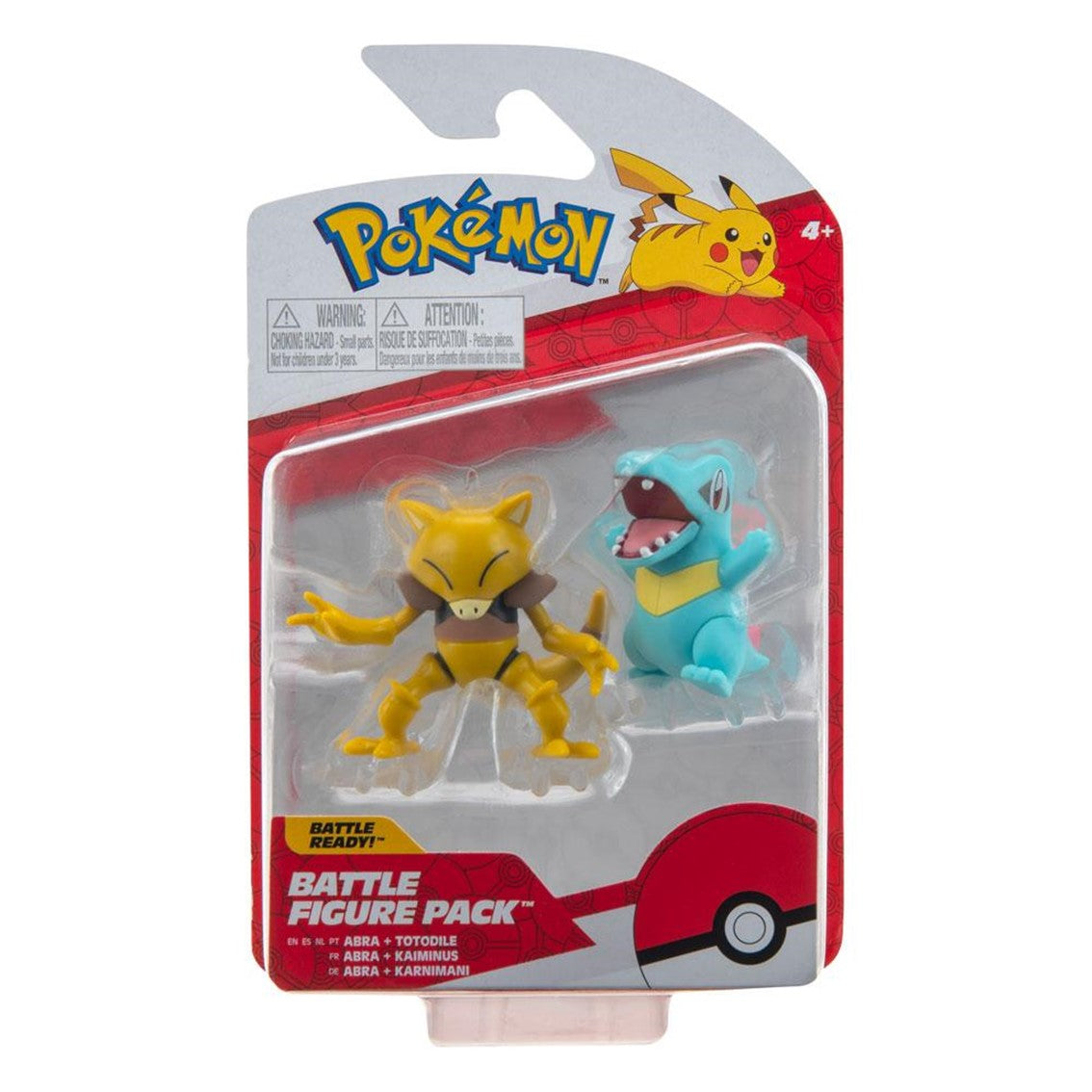 Pack de 2 figuras jazwares pokemon batalla totodile & abra 5 cm