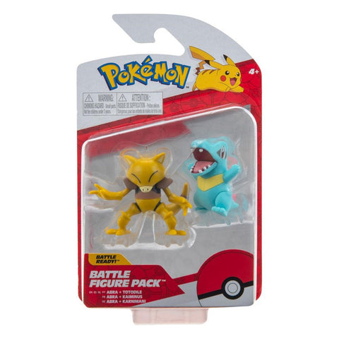 Pack de 2 figuras jazwares pokemon batalla totodile & abra 5 cm