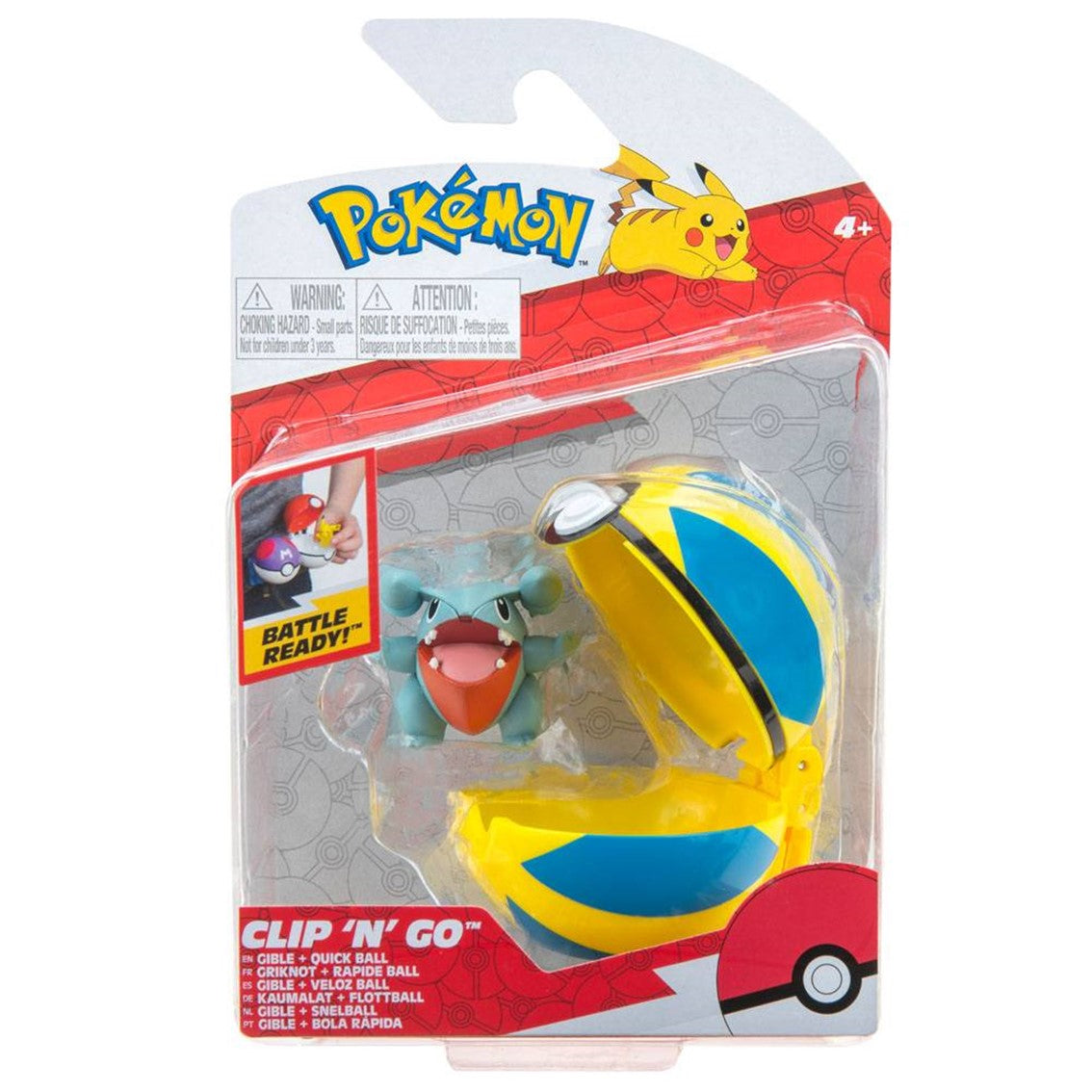 Pokeball jazwares pokemon clip 'n' go gible + quick ball