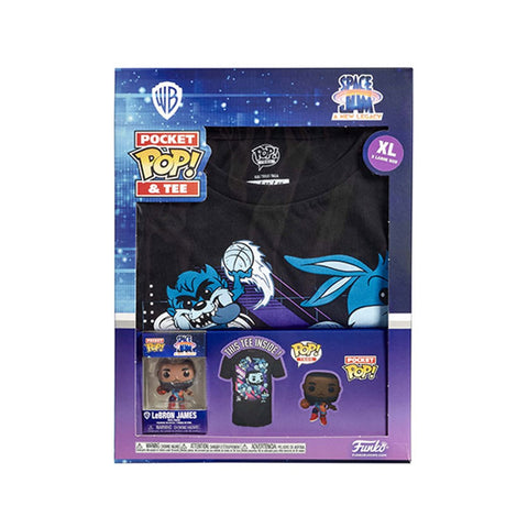 Pop & tee space jam looney tunes funko lebron james + camiseta pack 10 unidades todas las tallas