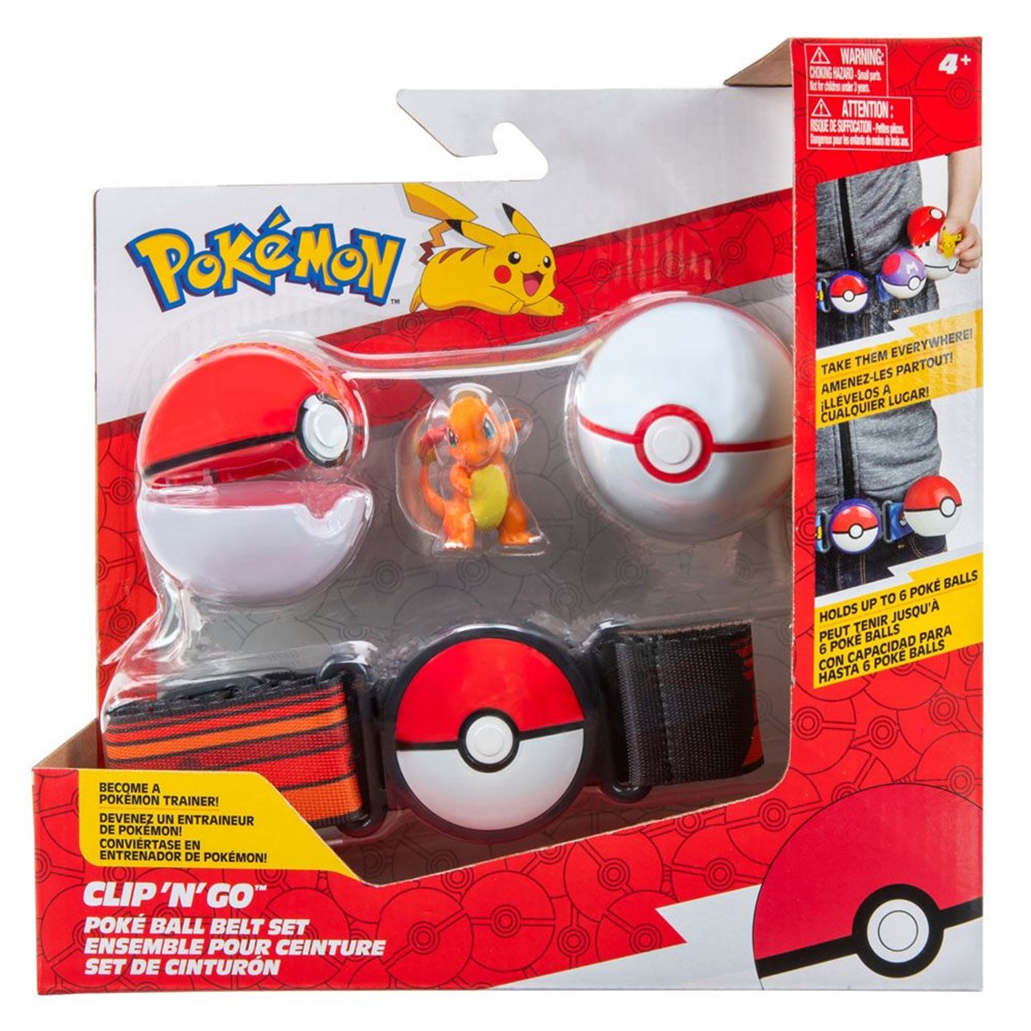 Set pokeball jazwares pokemon clip 'n' go cinturón honor ball y charmander
