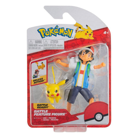 Figura jazwares pokemon batalla feature ash y pikachu 11 cm