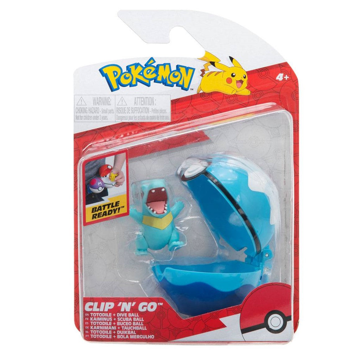 Pokeball jazwares pokemon clip 'n' go totodile y dive ball