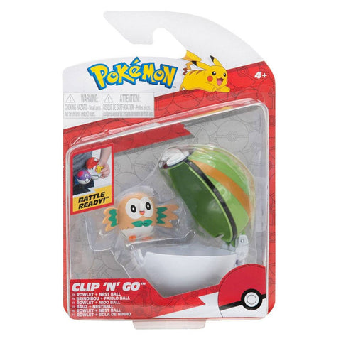 Pokeball jazwares pokemon clip 'n' go rowlet + nest ball