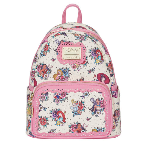 Mochila loungefly disney princesas tatuajes aop mini backpack