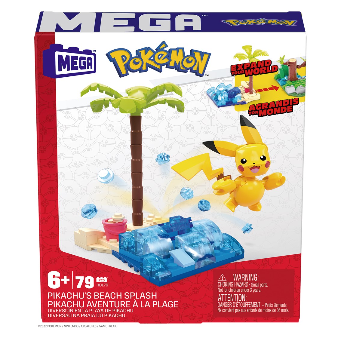 Figura mattel mega construx pokemon pikachu en la playa 79 pcs