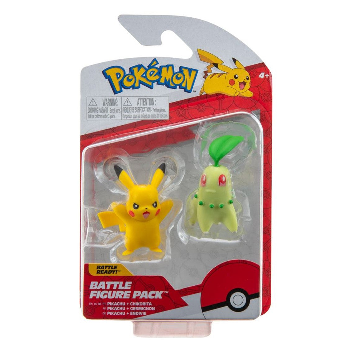 Pack de 2 figuras jazwares pokemon batalla chikorita & pikachu n.9 5 cm