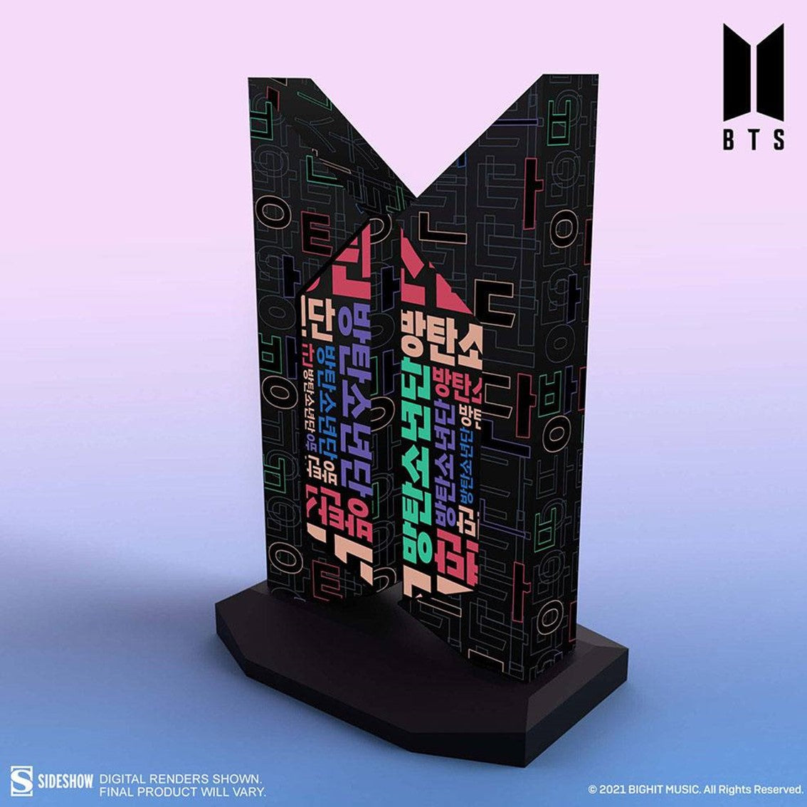 Estatua premium sideshow bts logo hangeul edition 18 cm