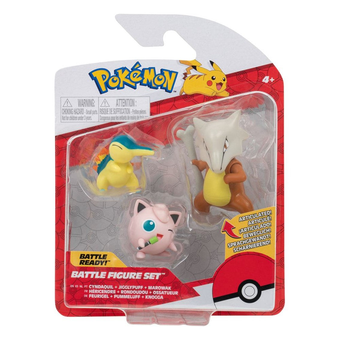 Pack de 3 figuras jazwares pokemon batalla cyndaquil jigglypuff #1 y marowak