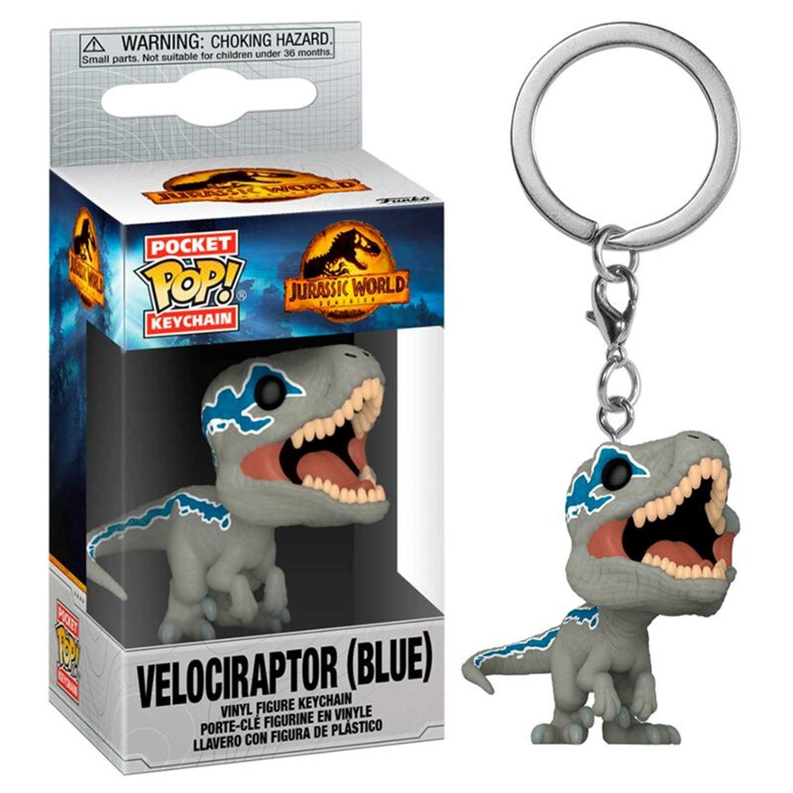 Funko pop keychain llavero jurassic park world velociraptor blue 55299
