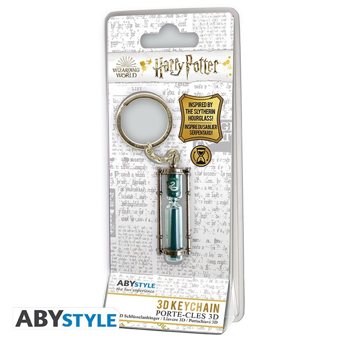 Llavero 3d abystyle harry potter reloj de arena slytherin