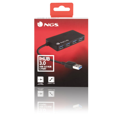 Hub ngs ihub 3.0 - 4 puertos usb - usb 3.0 - negro