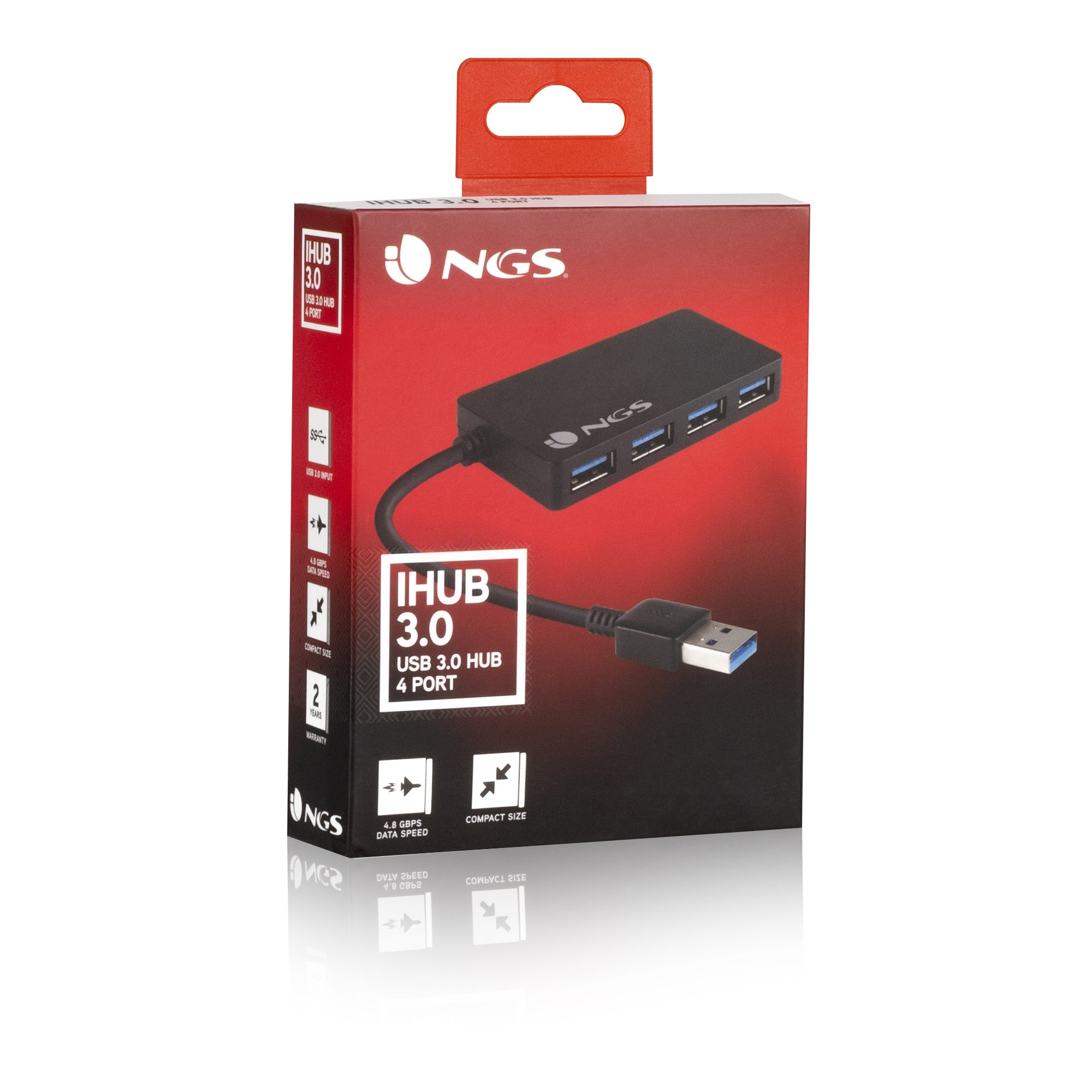 Hub ngs ihub 3.0 - 4 puertos usb - usb 3.0 - negro