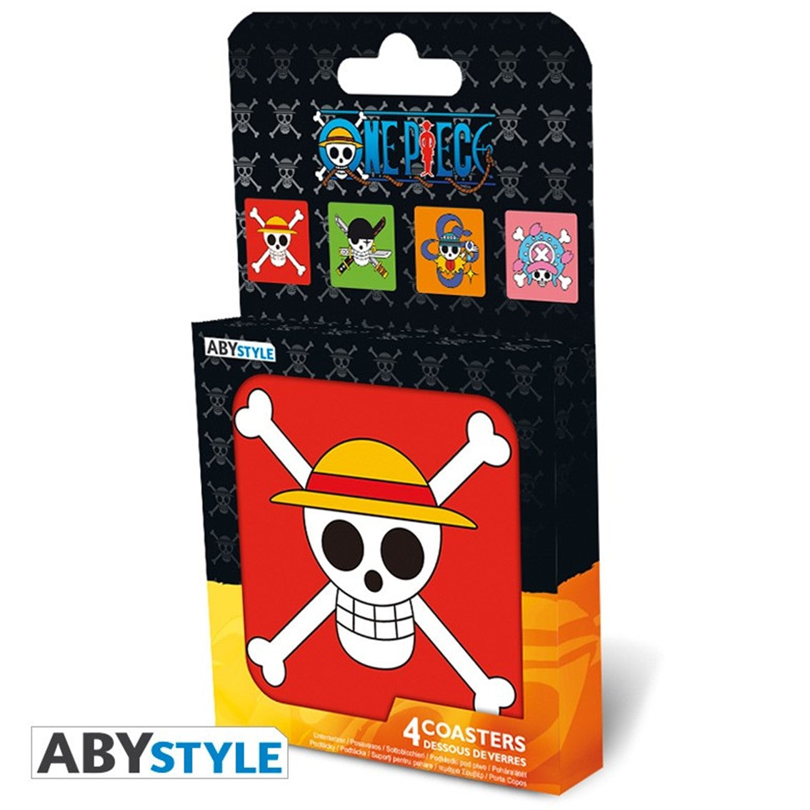 Set 4 posavasos one piece -  jolly rogers